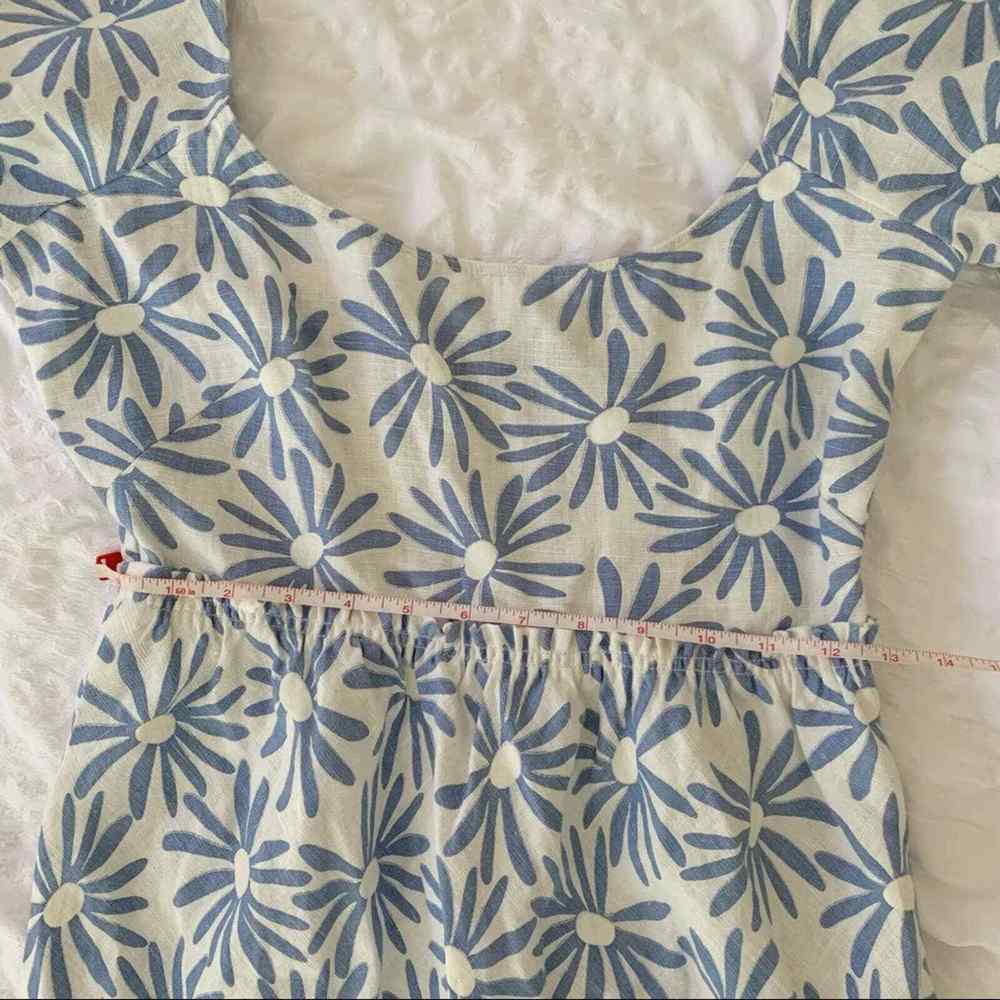 New $398 Ralph Lauren 100% Linen Long Floral Maxi Dress White Blue Size 2 - Picture 10 of 12